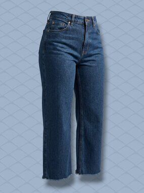 Joie Dark Wash Frayed Raw Hem Wide Leg Stretch Denim Jeans 29